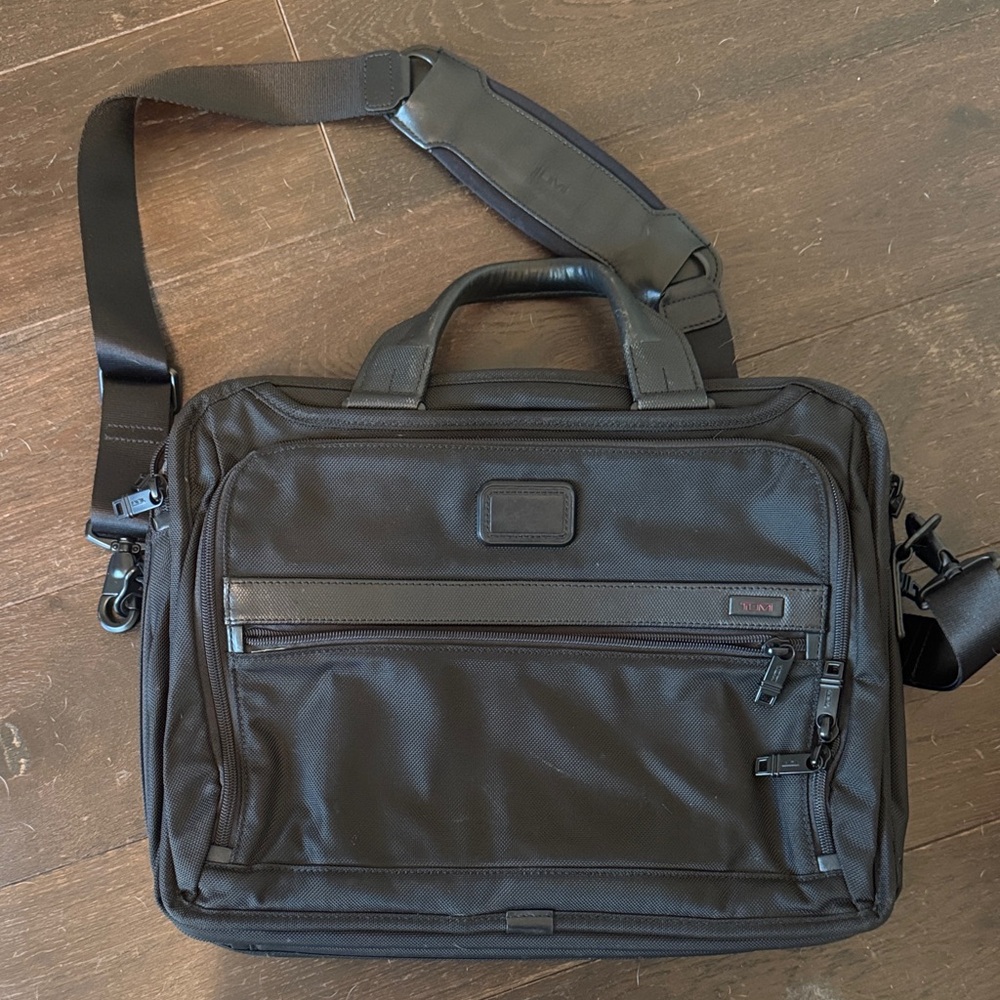 Tumi Black Nylon Laptop Briefcase with Shoulder Strap